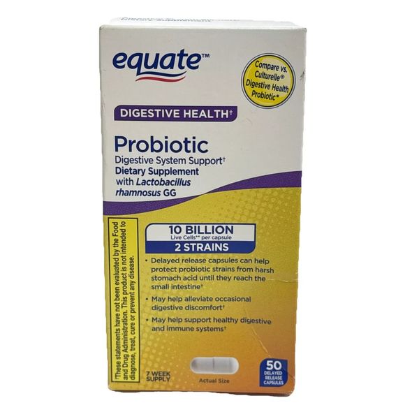 Equate Probiotic Supplement Digestive System Support 50 Capsules Exp 01/26