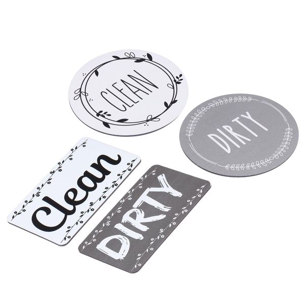 sourcing map Dishwasher Magnet Clean Dirty Sign Gray-White Double-sided Use for Dishwasher Washing Machine Refrigerator Clean Dirty Sign Indication 1set