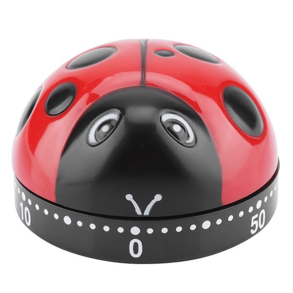 Ladybug Shape Kitchen Timer, Manual Mechanical Timer, 60 Minutes Mechanical Wind-Up Timer, Kitchen Cooking Reminder