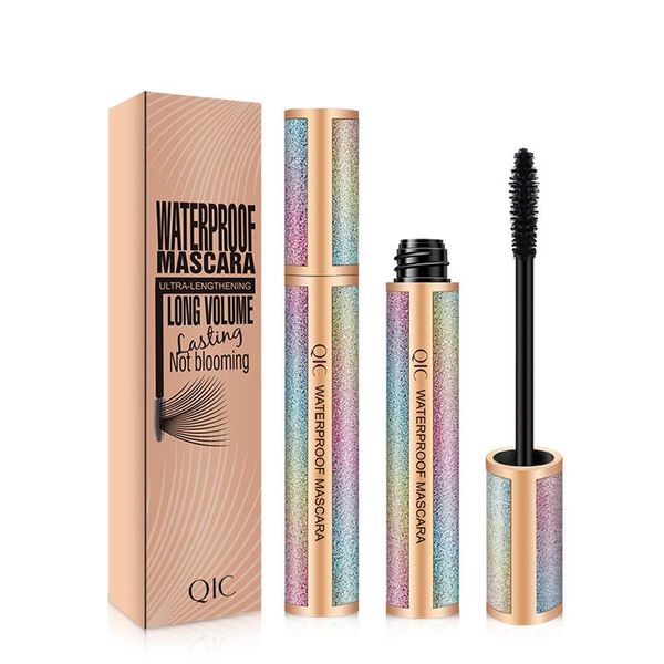 Mascara Wimperntusche Silk Fiber Schwarz Volumen und Länge Wasserdichte Wimperntusche Schwarz, 4D-Wimperntuschen Langlebig Natürlich Augen Make-up Not Blooming