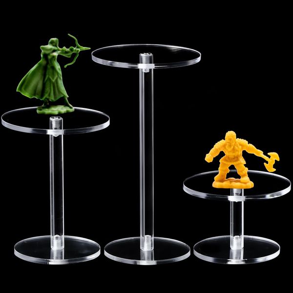 Burbell 3 Pieces Acrylic Combat Risers for Flying Miniatures, Flying Miniatures Combat Riser, 3 Different Heights Flyer Risers for Tabletop RPG Board Games Watch Jewelry Small Planters Figures Display