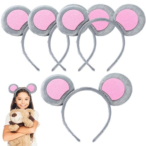EUPSIIU 4 Pieces Mouse Ears Headband, Animal Ears Hairband For Adults Boy Girls, Mouse Animal Costume Headpiece for Kids Fancy Dress Up Animal Cosplay Children Halloween Theme Party Supplies (4PCS, M)