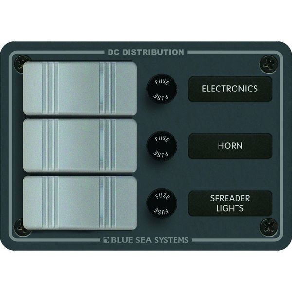 Blue Sea Slate Grey 3 Position Vertical 12/24v Water Resistant Switch Panel 8054