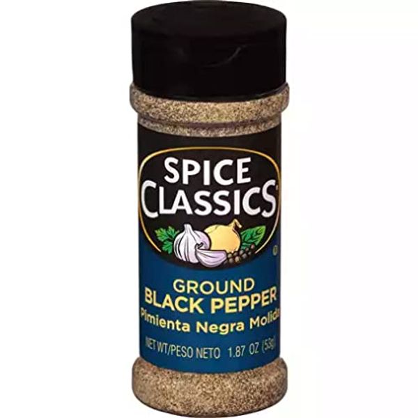 Spice Classics Ground Black Pepper, 1.87 Ounce, Plastic Shaker