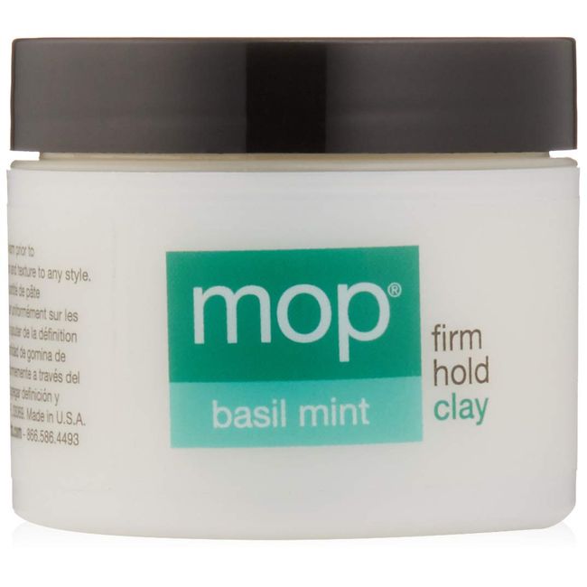 MOP Basil Mint Firm Hold Clay, 2 Oz., Long Lasting Hold, Definition, Textured Matte Finish For All Hair Types