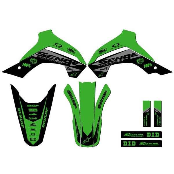 2021-2022 KLX 140 RF Binary Green Senge Graphics Base Kit Compatible with Kawasaki