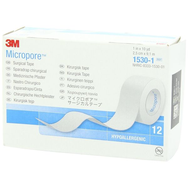 3M Health Care 1530-1 Paper Surgical Tape, 1" x 10 yd. Size (Pack of 120)