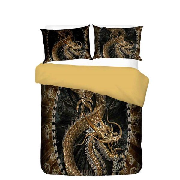 3D Bedding Set Chinese Dragon Print Duvet Cover Set Bedclothes with Pillowcase Home Textiles for Children Twin Queen Quilt Cover (US Full)