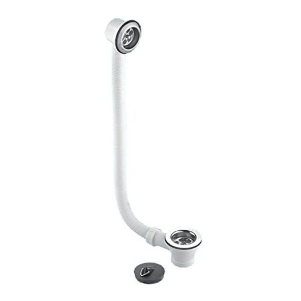 McAlpine FBW2P SS Grating Bath Combined Waste and Overflow Connector, White