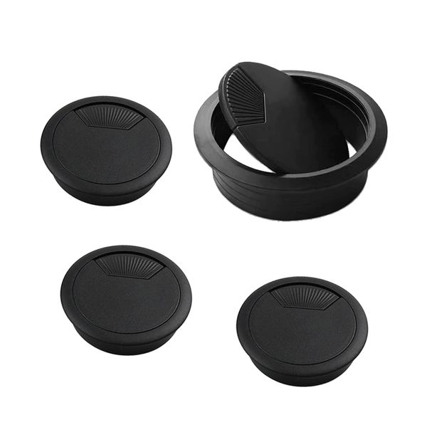 4Pcs Desk Cable Grommets,60mm Round Plastic Cable Hole Cover Grommet Wire Grommet,PC Computer Desk Plastic Grommet,Desk Table Grommet Cable Tidies for Home and Office Table Surface Port Hole Covers