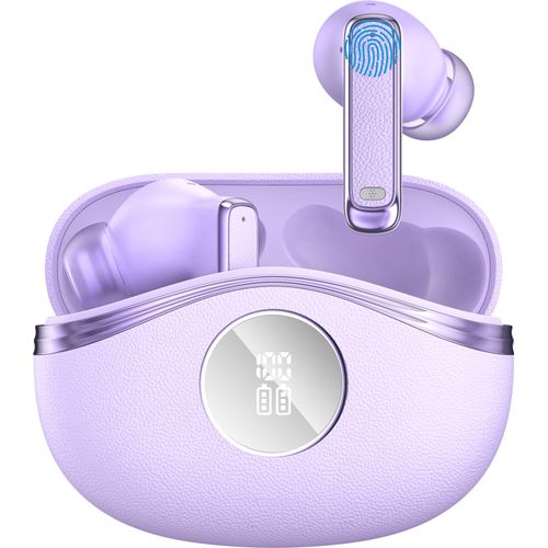 MIUXGIO Wireless Earbuds, Bluetooth 5.4 Headphones Bass Stereo Sound, Earbuds Wireless Bluetooth with Noise Cancelling Mic, IP7 Waterproof Ear Buds, LED Display for Phone, Laptop, Pad (Purple)