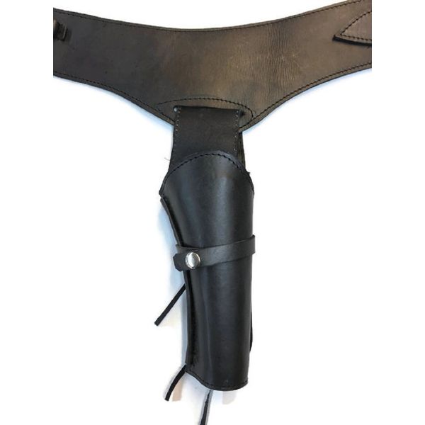 44/45 Caliber Plain Smooth Leather Cowboy Western Gun Holster and Belt (Black, 44)