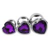 Jeweled Metal Heart Butt Plug Small Light Purple