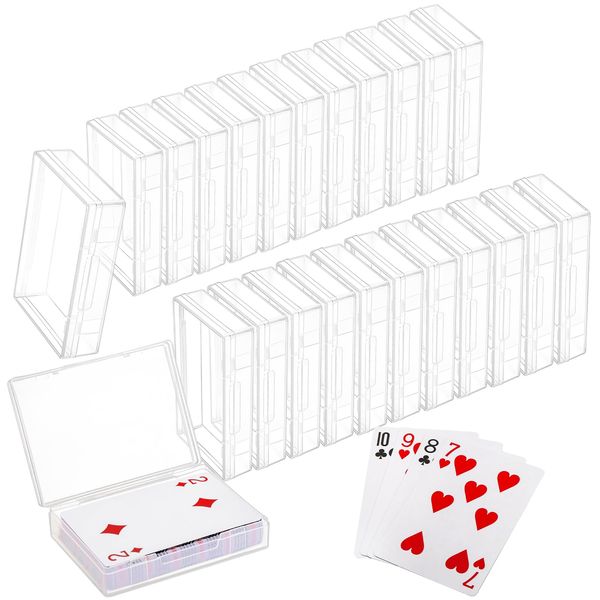 Tebery 24 Pack Blank Playing Card Case Clear Card Deck Box Snaps Closed, Empty Plastic Storage Box Card Holder Organizer for Bank Card, Business Card, Game Card, PTCG Cards