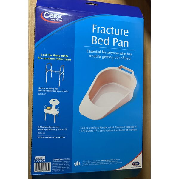 Carex Reusable Fracture Bed Pan P70500. 47.3 OZ Capacity.