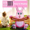 5 Foot Easter Pink Bunny Outdoor Decorations LED Blow Up Yard Decor Happy Easter