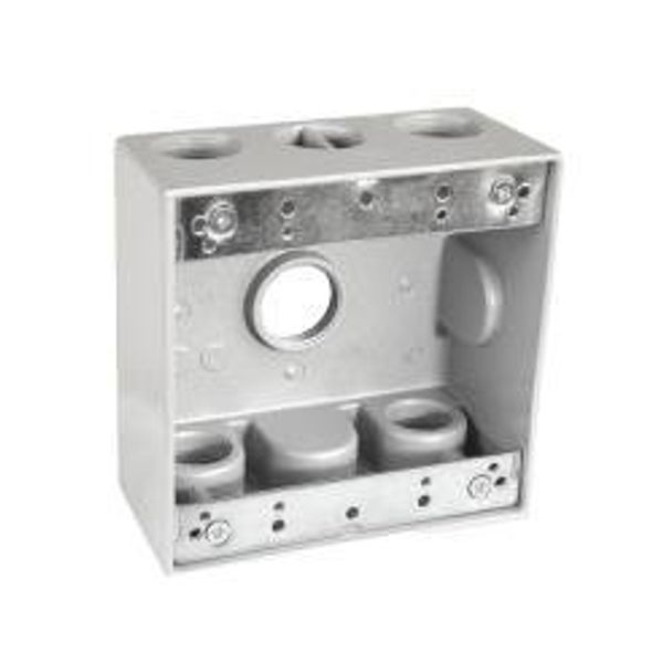 Sealproof 2-Gang 5 Hole 3/4" Holes Weatherproof Rectangular Exterior Electrical Outlet Box with 5 Outlet Holes, 3/4-Inch, UL Listed, Double Gang