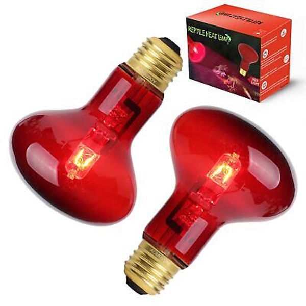 100W 2 Pack Infrared Heat Lamp Bulb Red Light Heat Bulbs for Pet Lizards Bear...