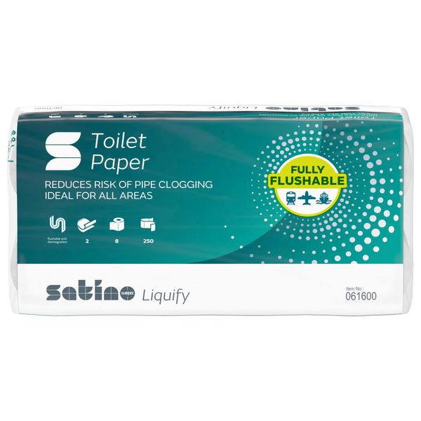 WEPA liquify Camping Toilettenpapier selbstauflösend - ideal für Boot, Camping, Wohnmobil, Outdoor, Kreuzfahrtschiff, Reisen - 8 Rollen mit je 250 Blatt 2-lagig - made in Germany