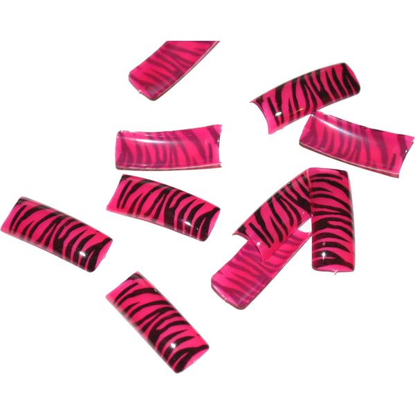 100 FALSE FRENCH ACRYLIC NAIL ART TIPS HOT PINK ZEBRA by Kiara H&B