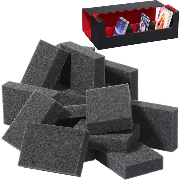 Card Dividers for Storage Boxes Trading Box Dividers Multifunction Card Sponge Shock Absorbing Sponge Suitable for Almost All Boxes to Fill Extra Space for Card Security, Black (20 Pcs)