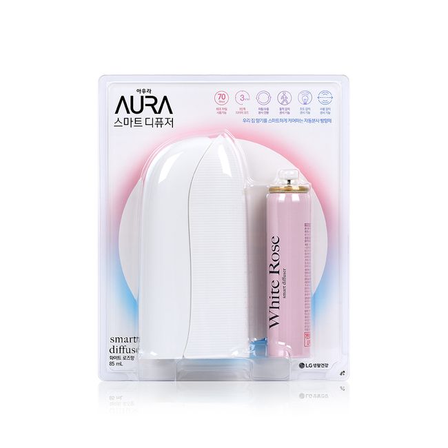 Aura Smart Diffuser Device + Air Freshener Refill Set (Device + Rose Fragrance Refill 85ml)