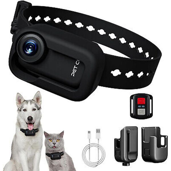 Pet 4K Camera Collar w/64GB SD Card W/Remote Magnetic Dog Cat Pet Nanny Camera