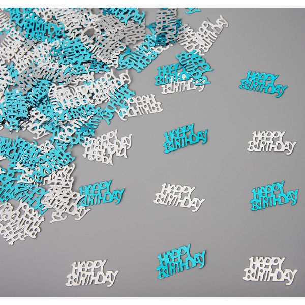 14 Gram Blue & Silver Happy Birthday Confetti Table Scatter Glitz Sprinkles Stardust Bday Party Decorations For Kids Adults