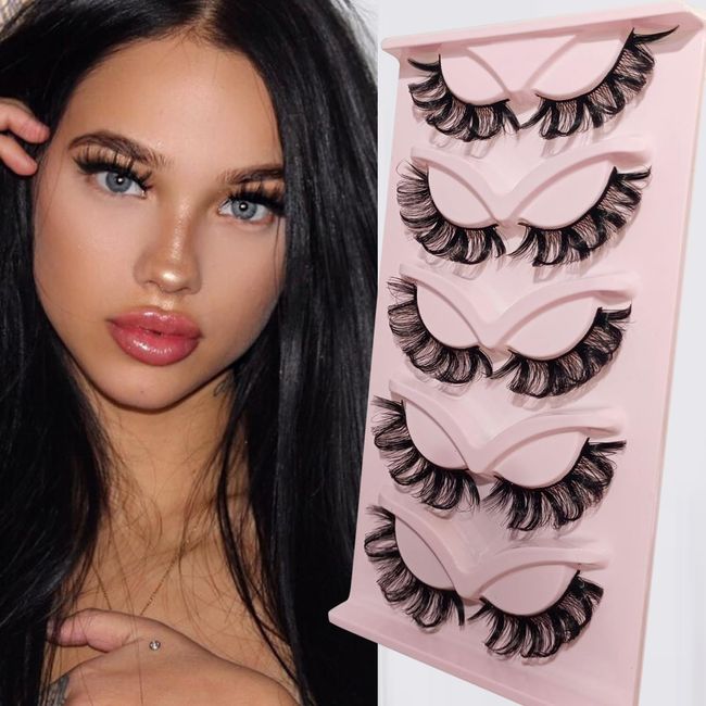 MSVIKI Russian Strip Lashes False Eyelashes D Curl That Look Like Extensions Russian Volume Strip Lashes 5 Pairs (Russian-lashes-12)