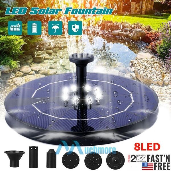 7" Solar Power Floating Bird Bath Water Fountain Pump Outdoor Garden w/ 8 LED