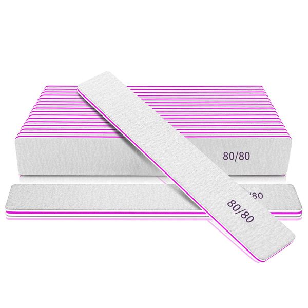 Professional Nail File Double Sided 80/80 Grit Nail Files Manicure Tools for Nail Grooming and Styling, 12 Pcs File Nail for Poly Nail Extension at Salon