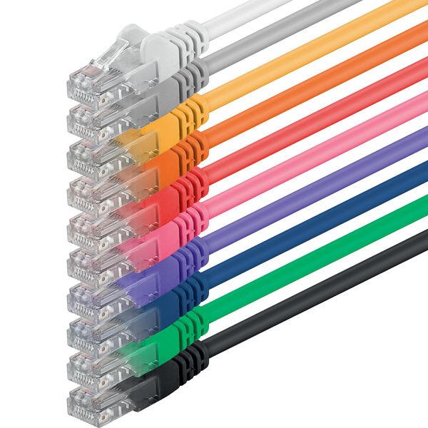 0,5m Cat 6 Ethernet Cable Gigabit RJ45 LAN Patch Cord Compatible with Internet, Router, Modem, Smart TV, PC & Laptop Switch Modem 10 colors - 10 pieces - 0,5m