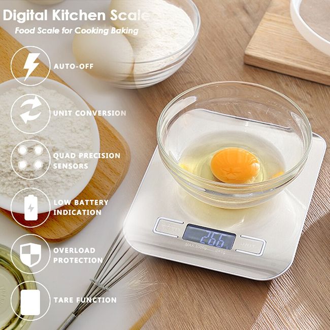 Food Digital Kitchen Weight Scale Grams & Ounces, Small, Backlit Stainless  Steel 