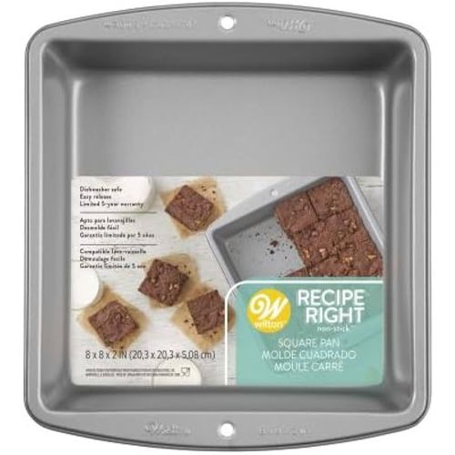 Wilton Recipe Right Non-Stick 8 Inch Square Pan, 8" x 8" x 2" (1-Unit)