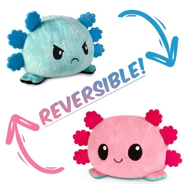 Thedttoy Reversible Axolotl Plushie Cute Axolotl Plush Toy Happy Angry Mood Changing Axolotl Gifts Show Your Mood Without Saying A Word