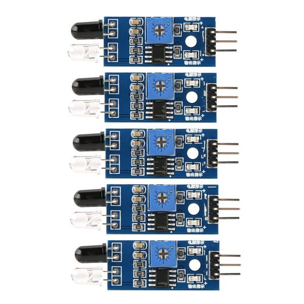 Oumefar 5Pcs IR Infrared Obstacle Avoidance Sensor Module Infrared Barrier Module for Smart Car Robot IR