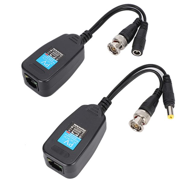 Vipxyc 2Pcs BNC Video Power Balun 1 Pair Passive CCTV Coax BNC Video Power Balun Transceiver to RJ45 Connector with HD-CVI, HD-TVI, HD-AHD signals