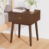Small Solid Wood Nightstand with 1 Drawers, Mid-Century Modern Night Stand/End T