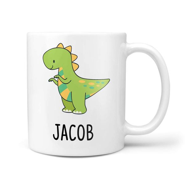TeHe Gifts Personalised Children's Boy Dinosaur Name Mug