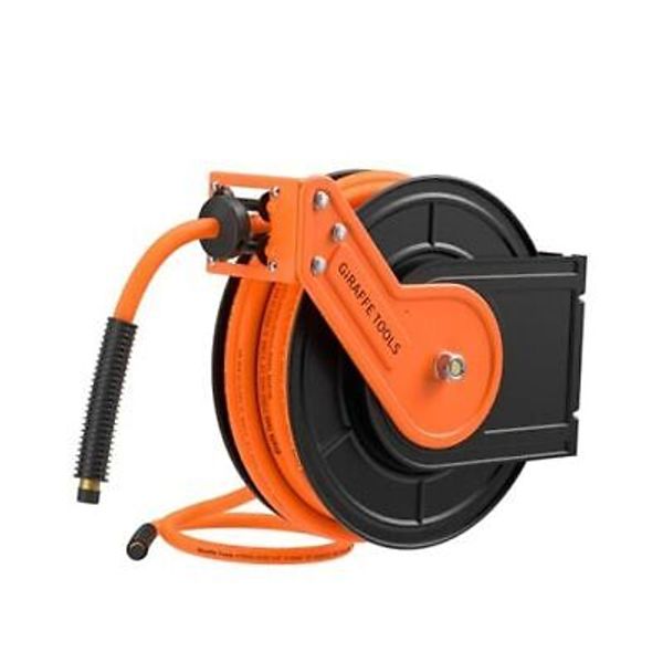 TA15B Retractable Air Hose Reel Wall Mount 3/8" x 50 ft Hybrid Hose, Air 50ft