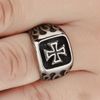 Stainless Steel Crusade Cross Biker Ring (Silver, Q)