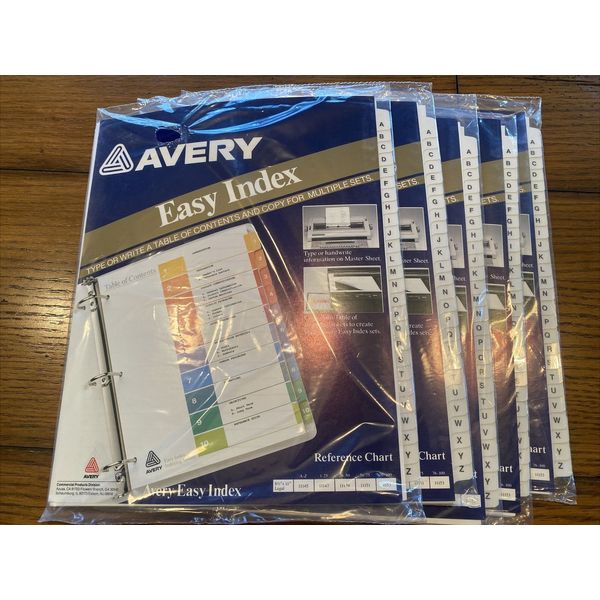 LOT (5) Avery Easy Index Tabs 3 Hole Punch 8.5" x 11" (A-Z) - U Get 5 Packs