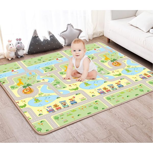 HOMTOL Baby Play Mat,59inch*70inch Foldable Play Mat,XPE Foam Reversible Play mat for Infant,Double Sided Non-Slip Baby Crawling Mat,Easy to Clean Baby Tummy Time Play Mat for Indoor/Outdoor