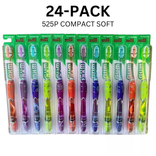 525 GUM Technique Deep Clean Toothbrush, Compact Head, Soft Bristles, 24-Pack