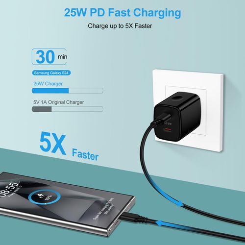 25W USB C Fast Charger Block for Motorola Edge/razr 2024,Moto G Stylus 5G 2024,G Power/G Play,Edge 50 Ultra/Pro/Fusion, Android Phone Charger Box Cube Brick 6FT Type C to Type C Charging Cable