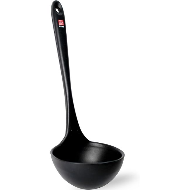 DI ORO Silicone Ladle – Soup Ladle for Cooking & Serving Heat-Resistant - Large Kitchen Soup Ladle Nonstick Cookware Safe - Soup Serving Spoon with Wide Bowl - Silicone Utensil Dishwasher Safe (Black)