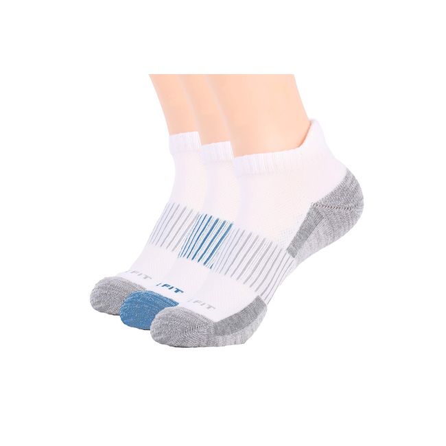 Copper Fit Unisex Copper Infused Ankle length Socks - 3 Pack ,White, Large/X-Large