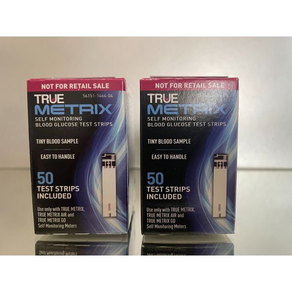 True Metrix Blood Glucose Test Strips 100 CT (2 BOXES) EXP 06/2025. FREE SHIP