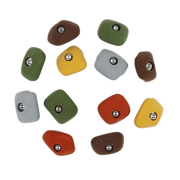 Atomik Rock Climbing Holds Set of 12 Bolt-On Straight Mini Jugs in Assorted Earth Tones