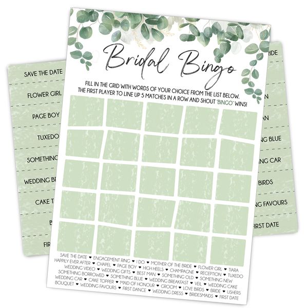 Hen Party Bingo - Party Game - 20 Players - Eucalyptus